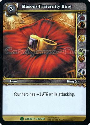 AZEROTH 307 / 361 Masons Fraternity Ring non comune -NEAR MINT-